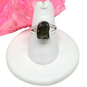 Moldavite Ring Size 7 Solid 925 Sterling Silver